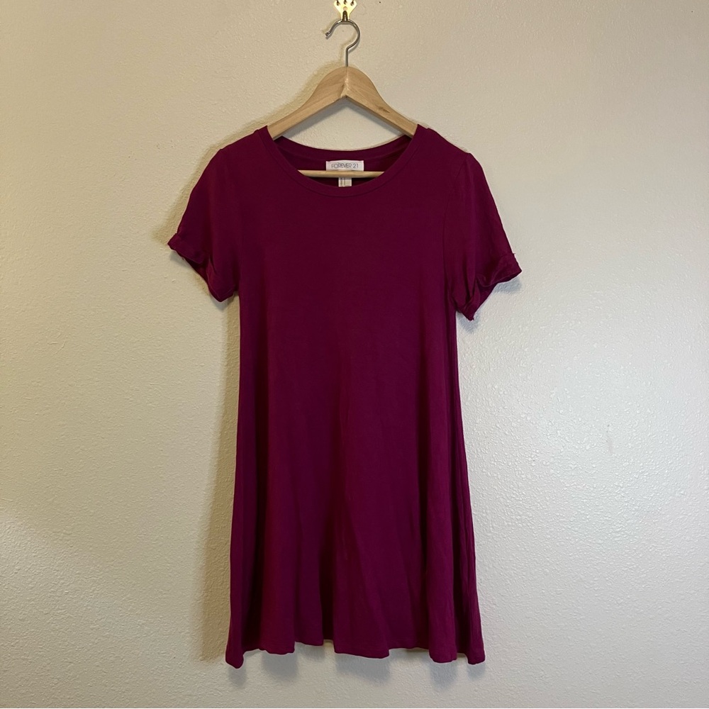 Forever 21 Casual Dollcore Burgundy Short Sleeve T-Shirt Dress Size Small